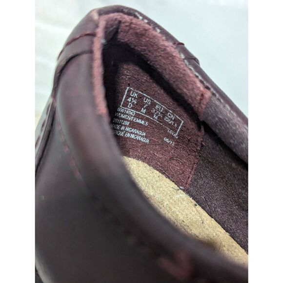 Clark's Women's Burgundy Round Toe Leather Zip side 2" Block Heel Bootie Size 7 - Picture 6 of 7